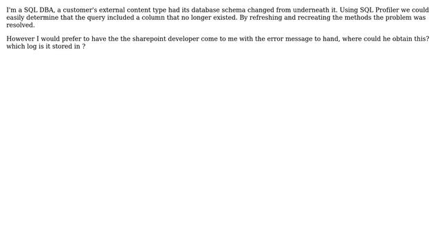 Which logs are SQL Error Messages returned by an External Content Type (retrieving data from an... смотреть онлайн