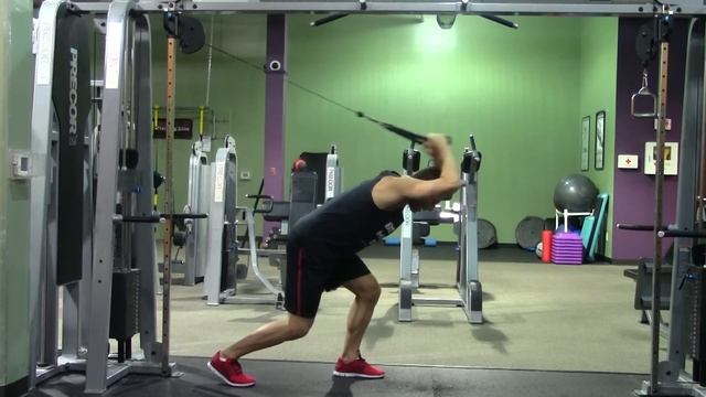 Bent Over Rope Triceps Extension - HASfit Triceps Exercise Demonstration - Bentover Tricep Extensio
