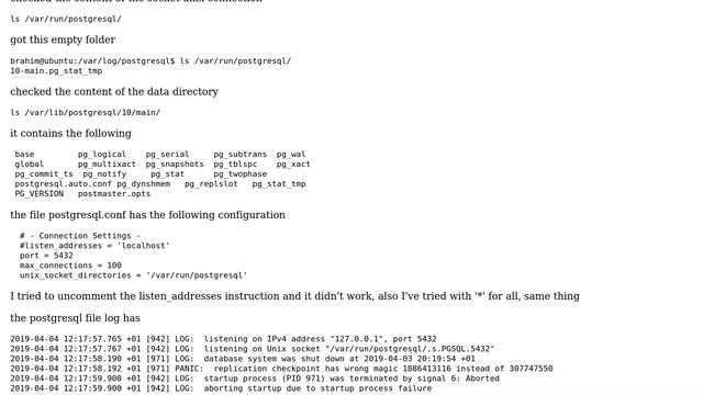 Databases: Unix domain socket "/var/run/postgresql/.s.PGSQL.5432" missing смотреть онлайн