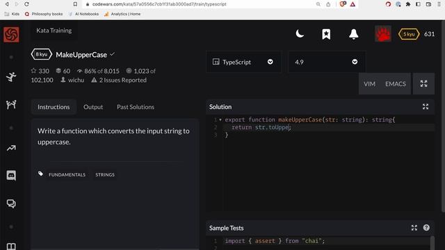 Codewars - Typescript - MakeUpperCase