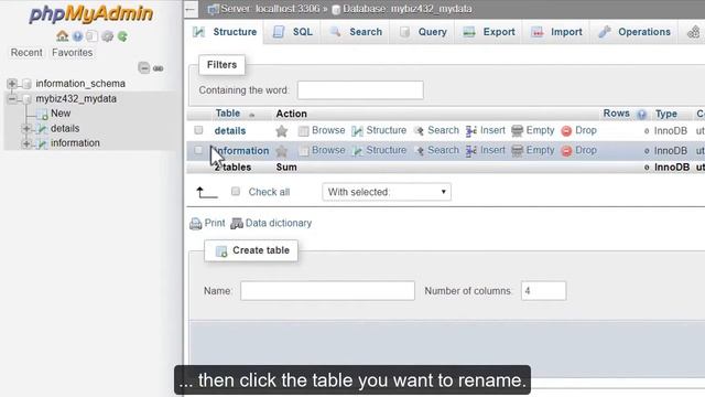 phpMyAdmin Tools - Rename a Table смотреть онлайн