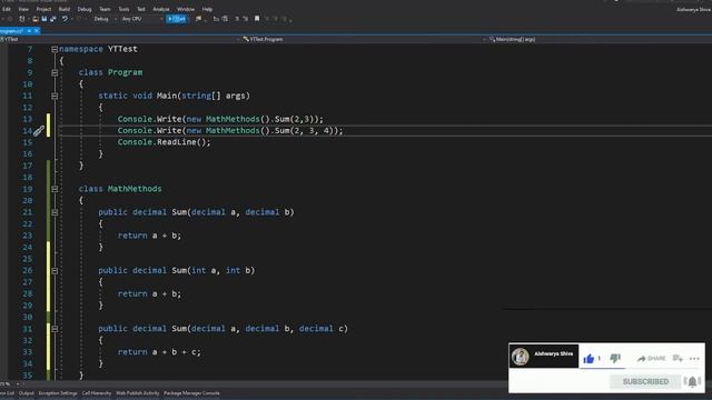 Method/Function Overloading in C# - Polymorphism - Explained in Hindi by Aishwarya Shiva смотреть онлайн