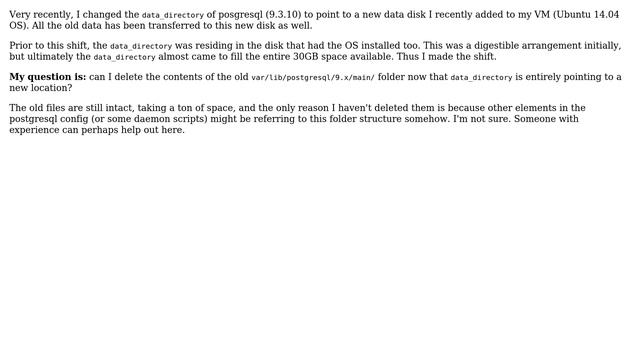 Deleting old files in /var/lib/postgresql/9.x/main after changing postgresql data_directory смотреть онлайн