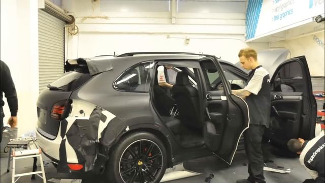 Porsche Cayenne Matte Black Colour Change Wrap