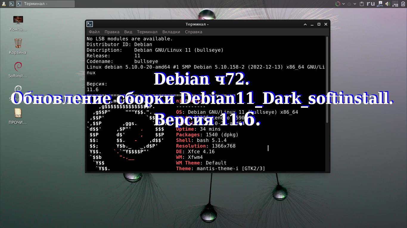 Debian ч72. Обновление сборки Debian11_Dark_softinstall. Версия 11.6. смотреть онлайн