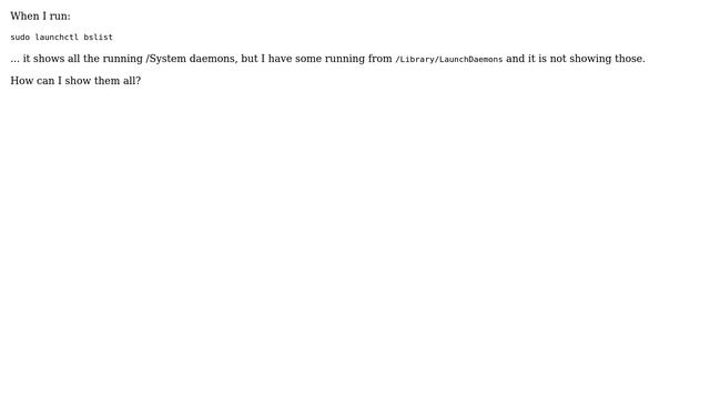 Apple: How to show all running launchctl daemons/agents? смотреть онлайн