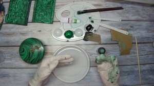 Имитация малахита.  Декупаж.  Марморирование