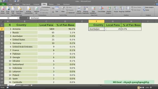 MS Excel - Դաս 1 / Բացվող ցուցակների ստեղծումը смотреть онлайн