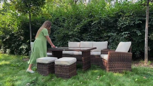 "ZOYA" набор плетеной мебели из искусственного ротанга коричневого цвета