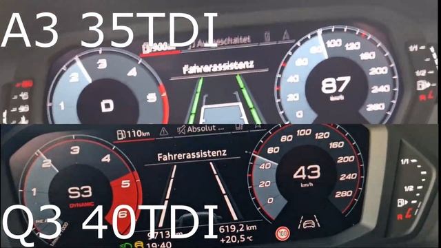 Audi Q3 F3 40TDI 200PS quattro vs Audi A3 8Y 35TDI 150PS, Beschleunigung, Acceleration смотреть онлайн