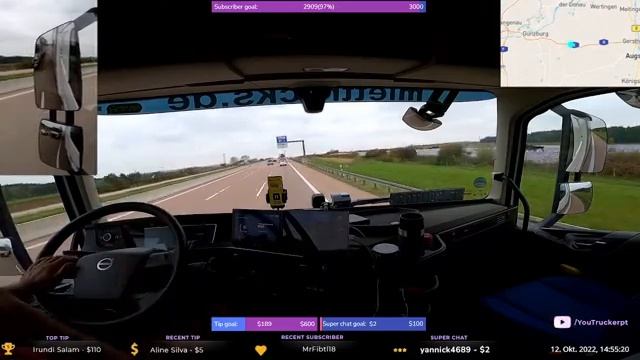 POV Truck driving. LIVE!!! Volvo FH500 2022. [ENG/DE/PT] смотреть онлайн