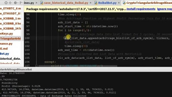 Crypto Triangular Arbitrage Binance Bot 1 - Example Code - Build Crypto Trader Bot