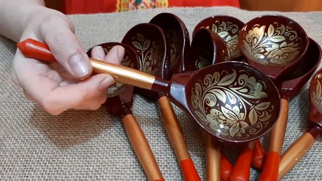 Ложка хохлома коричневая кудрина