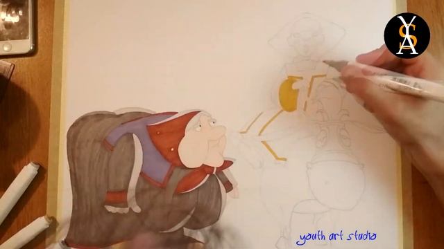 Портрет Бабки, Любавы и Моисея скетч-маркерами TOUCHNEW. Три Богатыря. YOUTH ART STUDIO смотреть онлайн