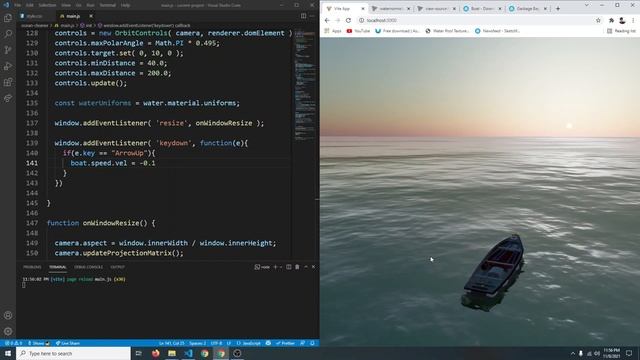 JavaScript Ocean cleaning game with Three.JS смотреть онлайн