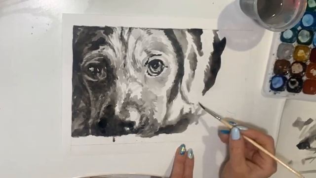 Black-White Dog Painting смотреть онлайн