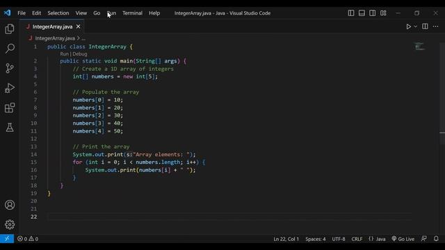 Java Integer Array смотреть онлайн