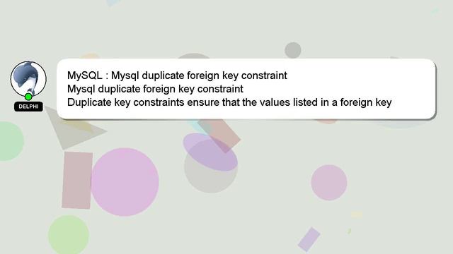 MySQL : Mysql duplicate foreign key constraint смотреть онлайн