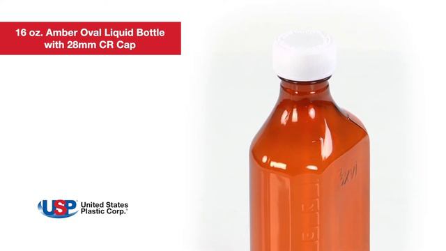 16 oz. Amber Oval Liquid Bottle with 28mm CR Cap | U.S. Plastic Corporation® смотреть онлайн