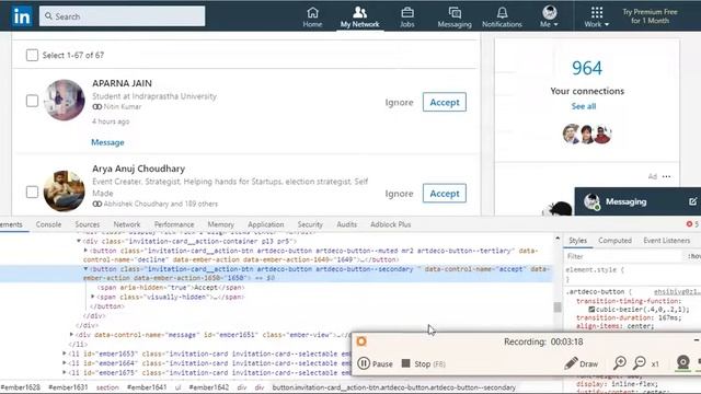LinkedIn Requests Accept using javaScript смотреть онлайн