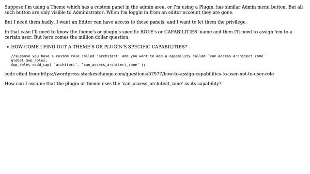 Wordpress: When using a user role editor how to find out any plugins' or themes' role? смотреть онлайн