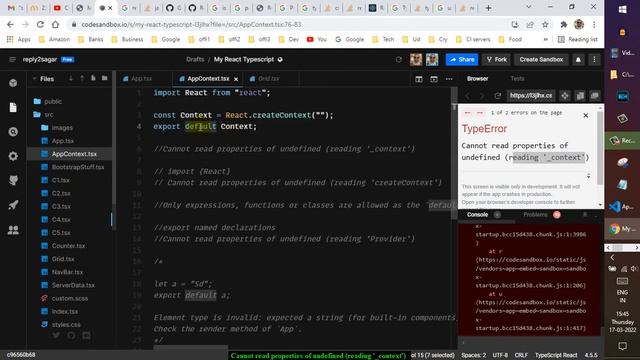 Cannot read properties of undefined | reading ' context' error when useContext is called in react смотреть онлайн