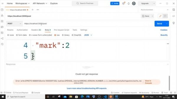 Postman Error: write EPROTO error:100000f7:SSL routines:OPENSSL_internal:WRONG_VERSION_NUMBER SOLVE