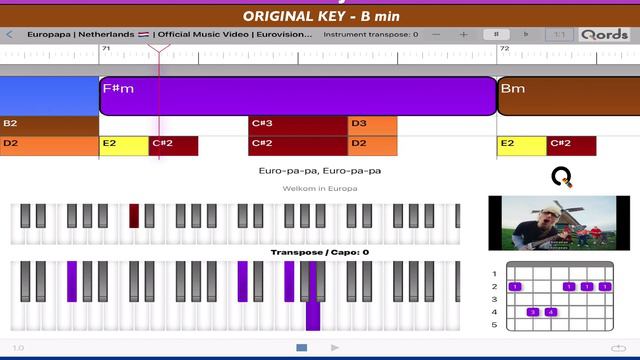 Europapa - Eurovision 2024 Netherlands; Joost Klein. PlayAlongVideo with chords tabs melody lyrics смотреть онлайн