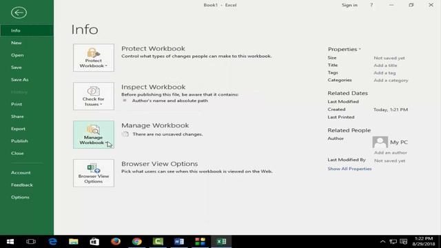 How to Recover Your Unsaved/Lost MS Excel Sheet 2016 in Windows 10, 2018 смотреть онлайн