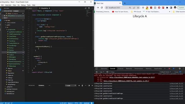 ReactJS Tutorial | Component Mounting Lifecycle Methods | Part 22 смотреть онлайн