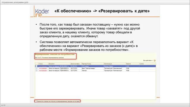 Компания «Кодерлайн» Вебинар «Управление резервами и запасами в УТ 11 и ERP» смотреть онлайн