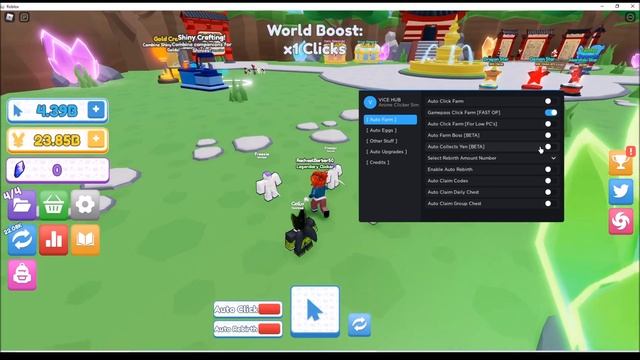 Roblox Anime Clicker Simulator Script (AutoClick, AutoRebirth, AutoOpen Eggs, GamePass Click) смотреть онлайн