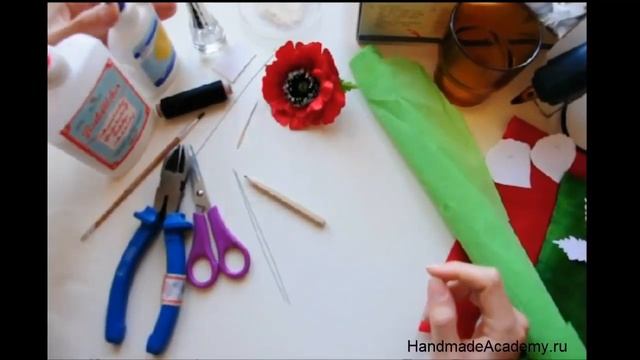 ✿ЦВЕТЫ ИЗ ТКАНИ. Как сделать Реалистичный МАК мастер класс! смотреть онлайн