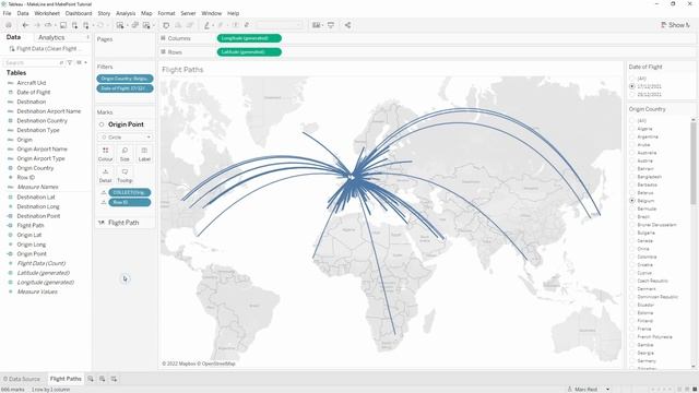 How to create flight paths in Tableau by drawing lines & points on a map with MAKEPOINT and MAKELIN смотреть онлайн