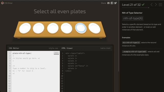 CSS Diner - Full Game & Answers