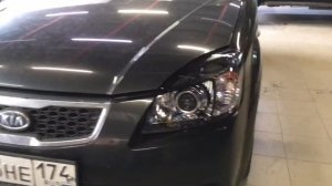 Kia Rio 2 тюнинг фар установка линз