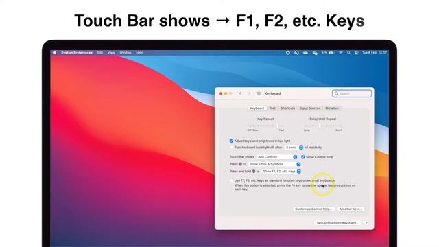 How to Always Show F1, F2, F3 Function Keys on Touch Bar for Mac смотреть онлайн