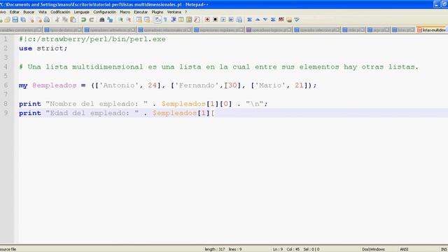 Tutorial de Perl parte 12 - Arrays: lista multidimensional смотреть онлайн