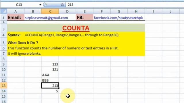 Lesson # 100 CountA Microsoft Office Excel 2013 Tutorial Urdu & Hindi YouTube смотреть онлайн