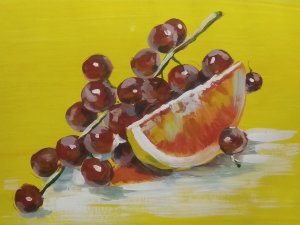 Мастер класс. Гуашь. ВИНОГРАДНАЯ ВЕТКА