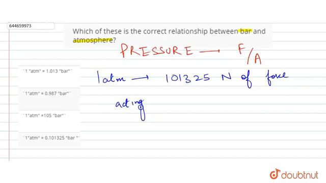 Which Of These Is The Correct Relationship Between Bar And Atmosphere?  | 12 | STATES OF MATTER ...
