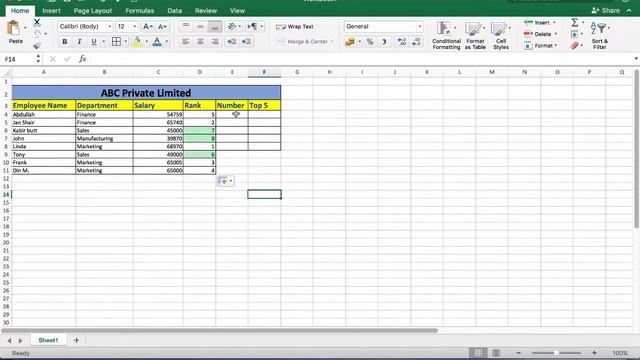 How to : Rank values in excel & get Top 5 numbers in Excel 2016 смотреть онлайн