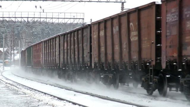 Почтовый встретился с Грузовым ЭП2К-290 + 2ЭС6-028