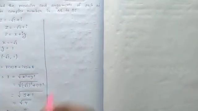 Find the modulus and arguments of each of the complex number in Q.1 to Q2. z=-√3+i смотреть онлайн