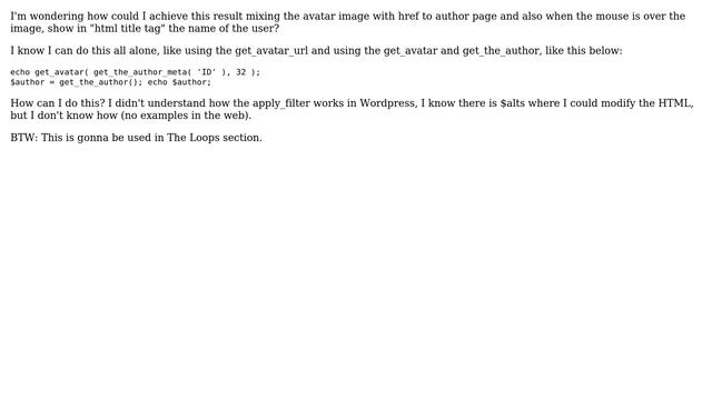 Wordpress: How to get User Avatar Image with link to Author and User name in Html Title tag? смотреть онлайн