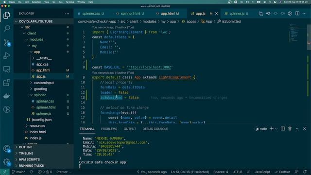 Episode 8 - Adding Spinner and Success Message | COVID 19 Safe Check in App Using LWC смотреть онлайн