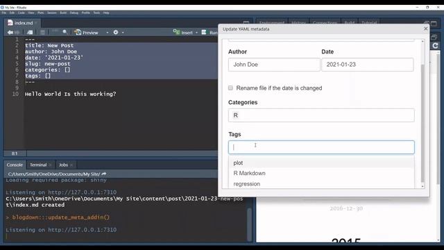 Creating Websites with blogdown (1.4 - RStudio add-ins) #rstats #blogdown #RStudio смотреть онлайн