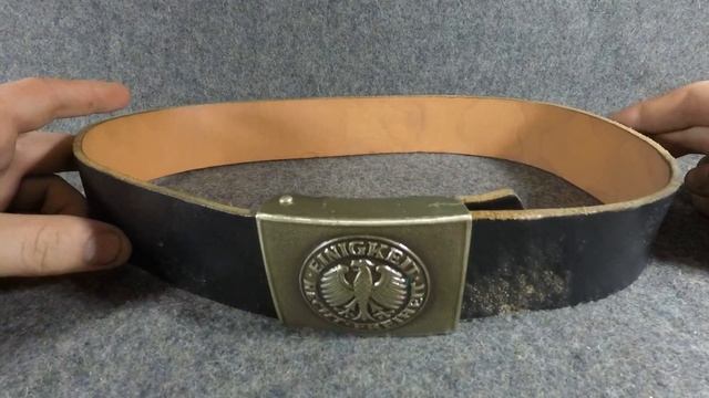 Mike's Militaria Product- German Bundeswehr Black Leather Belt with Silver Buckle смотреть онлайн