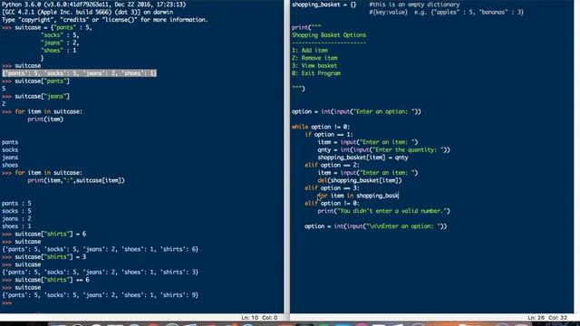 Python Dictionary: a shopping basket example смотреть онлайн