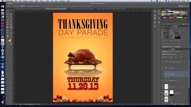 HOW TO CREATE A THANKSGIVING FLYER / POSTER IN ADOBE PHOTOSHOP смотреть онлайн